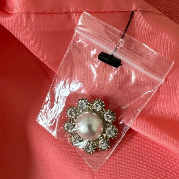 Karl Lagerfeld Womens Long Sleeve Topper Coat Peach Coral Jewel Button size 10 - Picture 15 of 16